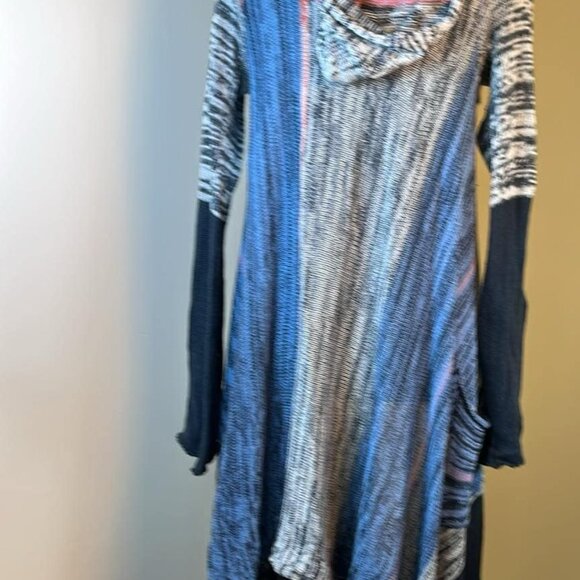 Elan Women's SZ LG Long Multicolor Open Faced Duster Asymmetrical Hem BoHo Hippi - Picture 10 of 10